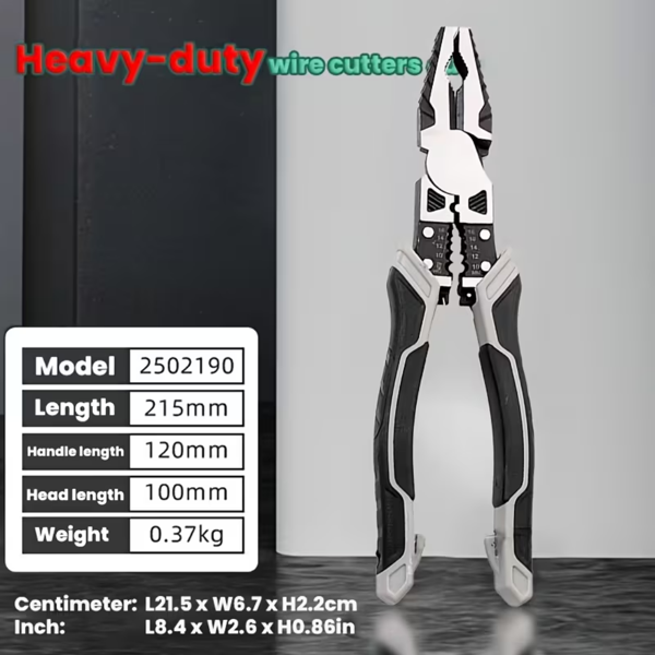 3件套，五合一多功能钳子套装，工业级带PVC手柄，专业手动工具，自动剥线器和切割器 - 金属-1