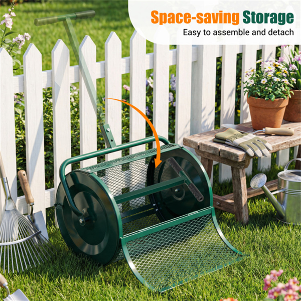 27英寸×16英寸草坪肥料撒布机，带钻石网无结块花园堆肥撒布机-11