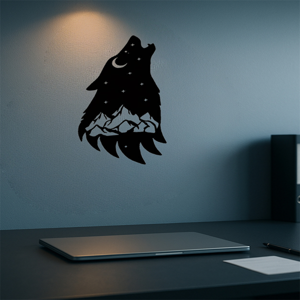 CIFbuy哥特式嚎叫狼金属墙艺术黑色暗黑学院风家居装饰客厅卧室办公室万圣节圣诞节礼物（TikTok、temu下自提）-3