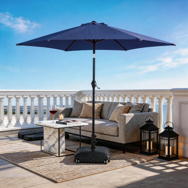 7.5FT 海军蓝 转向头 圆形 太阳伞 涤纶布 6铁伞骨 铁中柱-27