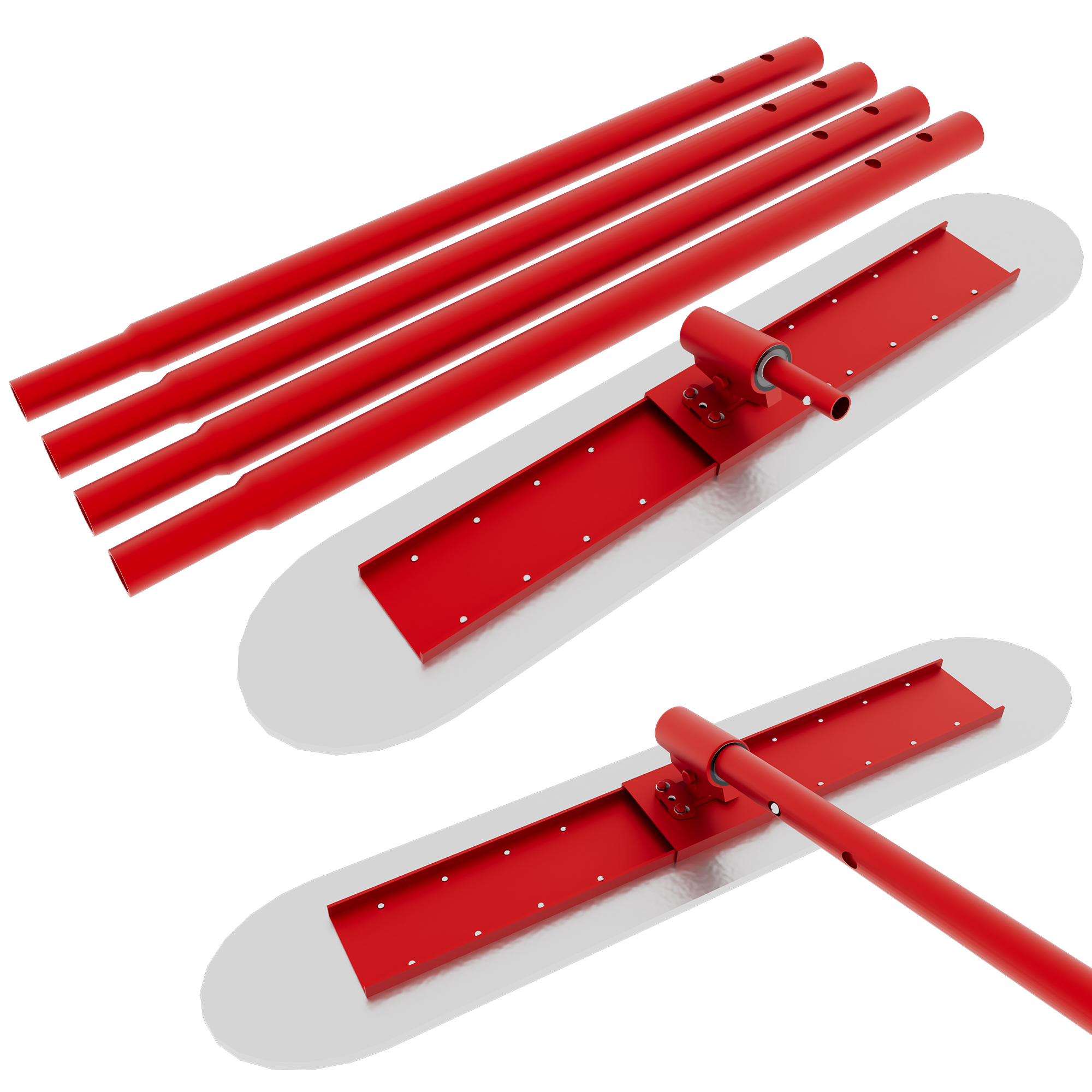 48’’×8’’ Concrete Bull Float, Stainless Steel Concrete Finishing Tool, Adjustable Bracket & 4 Float Handles