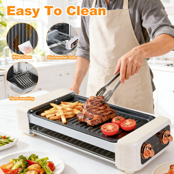 （自提可发加拿大，temu&tk下自提单）三合一电动香肠烤架，热狗滚轮配烧烤架和平底煎锅，3档温度调节，无烟室内外两用烤架，适用于香肠、培根、牛排、汉堡、煎饼-9