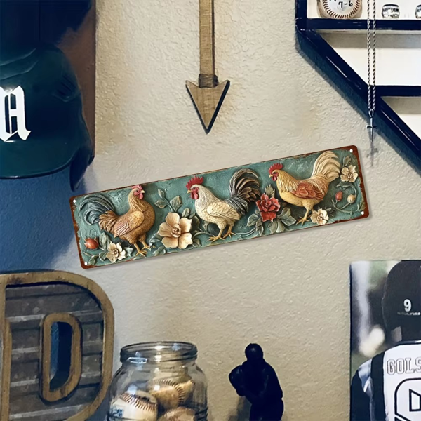 CIFbuy 复古公鸡金属墙面雕塑家居酒吧咖啡馆装饰节日礼品（TikTok、temu 下自提）-7