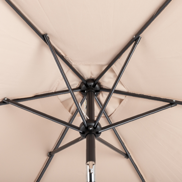 9FT 卡其色 转向头 KD 圆形 太阳伞 涤纶布 6铁伞骨 铁中柱-12