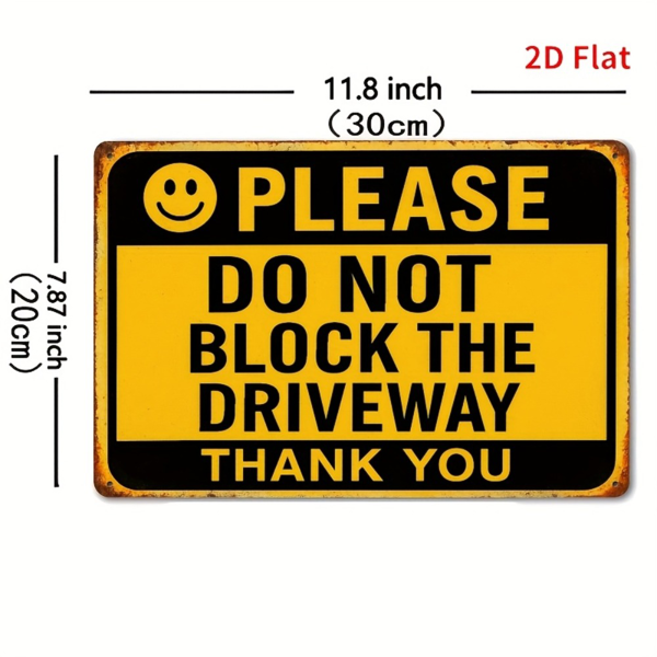 CIFbuy2D 平面车道畅通铝制标牌家门口停车场车库警示装饰匾牌（TikTok、temu pick-up service）-4