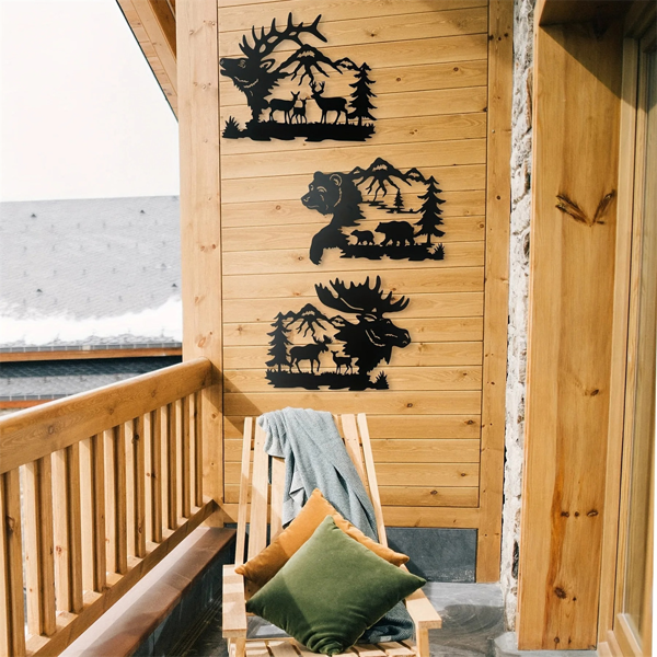 CIFbuy简约动物金属壁画3件套黑金色宠物主题家居装饰品(TikTok、temu下自提)-6