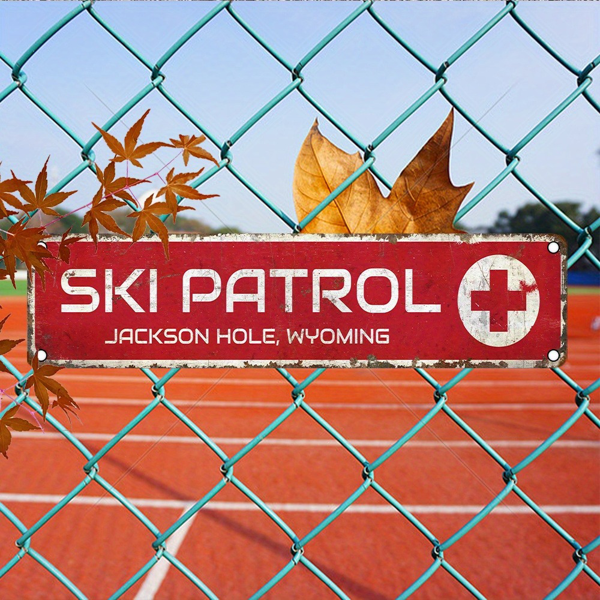 CIFbuy 杰克逊山口滑雪巡逻队怀俄明州铝制标牌复古防水墙面装饰（TikTok、temu 下自提）-5