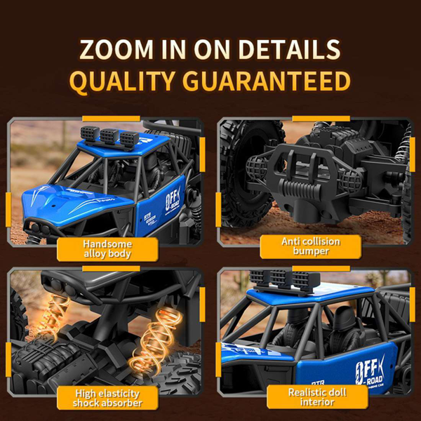 All-terrain Electric Toy Car, Alloy Car, 1:20 Scale Model Car, 2.4GHz R/ C Off-road Car, High-speed Car, with Headlights And Shock Absorption, Birthday Gifts for Kids Over 3 Years Old（blue）-5