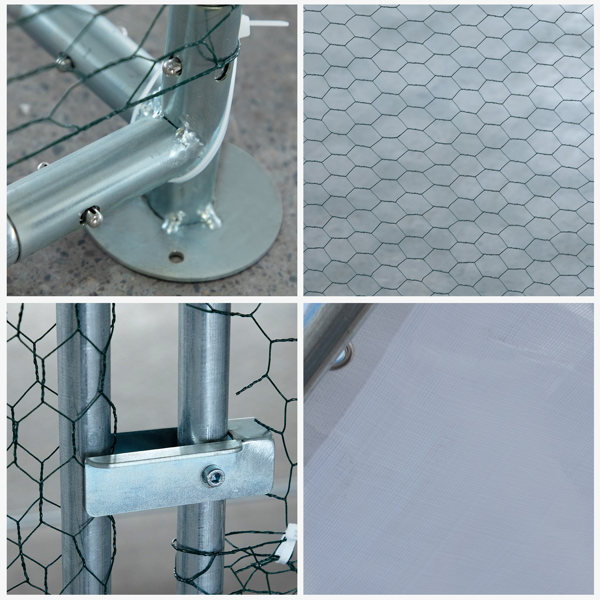 2*2 *2m/6.5x6.5x6.5 ft 银色 鸡舍 尖顶 180gPE雨布 金属 铁鸡兔笼-7