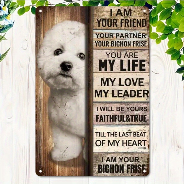 CIFbuy 复古比熊犬金属铁皮挂牌暖心宠物语录客厅卧室墙面装饰（TikTok、temu pick-up service）-6