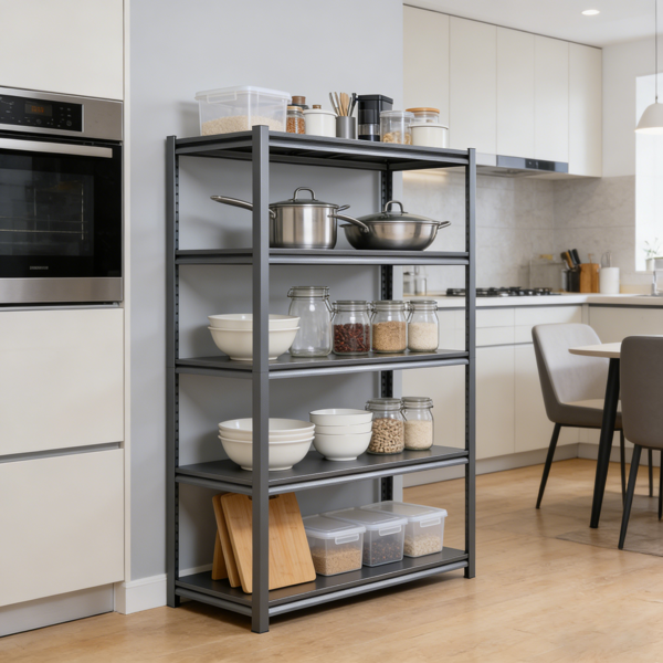 车库用五层可调节储物架，可容纳 2000 磅——重型金属多用途架式搁板，适合仓库、储藏室、衣橱和厨房使用-9