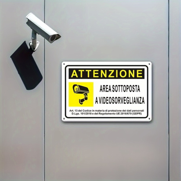 CIFbuy 复古反光铝制安全标志牌壁挂式双语标识家用商用监控警示牌耐候高可见度（TikTok、temu 下自提）-4