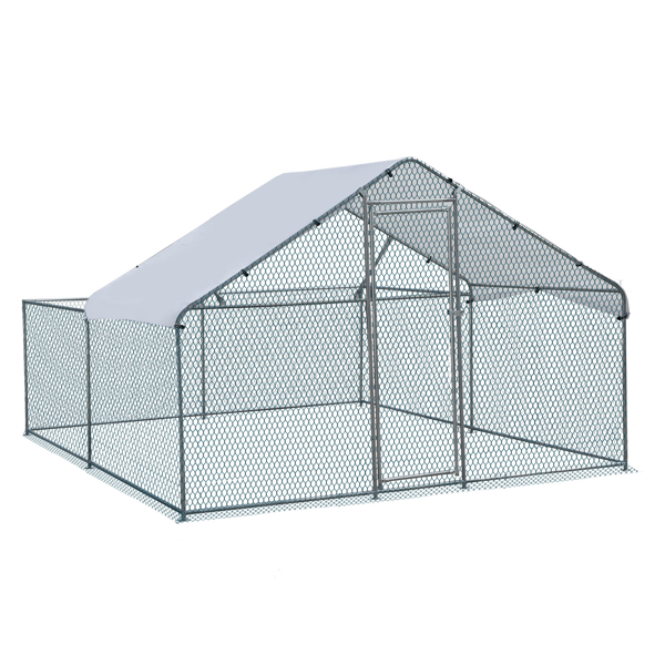3*2*2/9.8*6.5*6.5ft 银色 尖顶顶部半开间 拼接 180gPE雨布 镀锌管 铁鸡兔笼-13