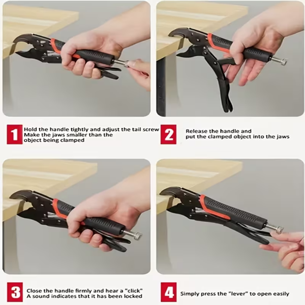 重型 8英寸 多用途鎖定夾 |工業級通用壓力夾，帶鍛鋼鉗口和360°旋轉底座 - 手動可調節虎鉗握把，用於焊接、木工和DIY固定-10