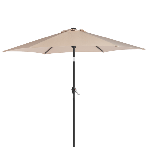 7.5FT 卡其色 转向头 圆形 太阳伞 涤纶布 6铁伞骨 铁中柱-3