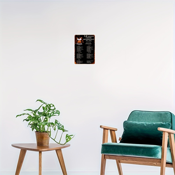 CIFbuy 复古健身计划铝制标牌家用健身激励墙面装饰挂画（TikTok、temu 下自提）-2