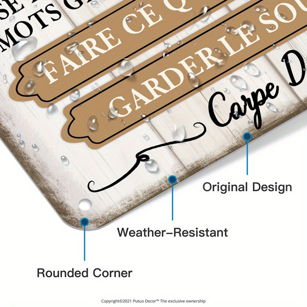 CIFbuy 复古法式励志语录金属牌乡村风家居农舍咖啡馆装饰铁皮墙饰（TikTok、temu 下自提）-4