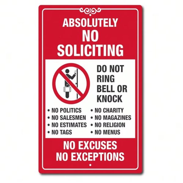 CIFbuy 禁止推销标牌无例外禁止敲门家用商用安全警示牌（TikTok、temu 下自提）-2