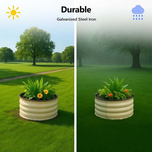 2PCS 2*2*1FT 米白色 拼接式圆形镀锌板 铁种植-11