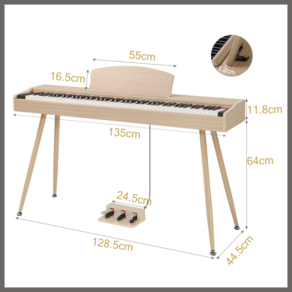 【AM不售卖】GDP-203 88键重锤键盘 嵌入式支架款 自然科技木 电钢琴 德法-3