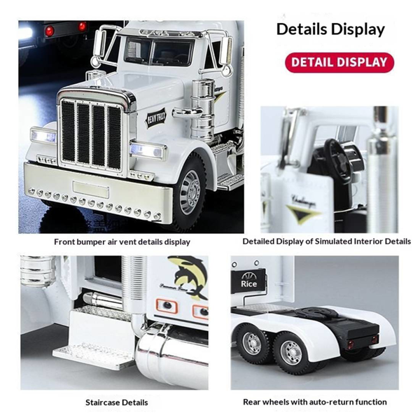 Semi Truck Toys for Boy Heavy Trucks,Metal Diecast Trucks Model Pull Back Cars with Light and Sound,Truck and Trailer Toys for Boys,Toy Trucks for Boys Age 4-8-5