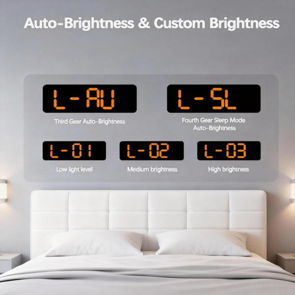 2026新款通用数字挂钟，大显示屏，LED灯，遥控器，倒计时，调光，夏令时，日期，星期，温度-4