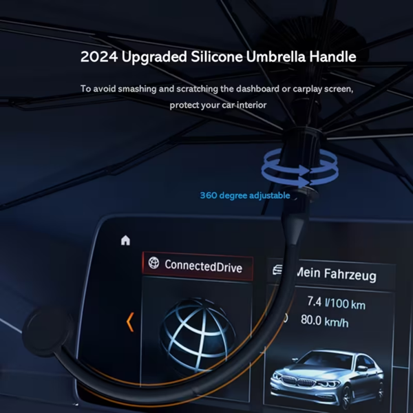 2025升级版美标多用途彩虹遮阳伞汽车挡风玻璃遮阳 - 防紫外线、防热、防刮手柄，10层材质，可折叠遮阳板，55X31.5英寸 - 适用于大多数车辆-2