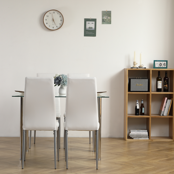 【替换编码 65542081】简约长方形 圆柱腿 餐桌 清玻 钢化玻璃不锈钢 110*70*75cm-9