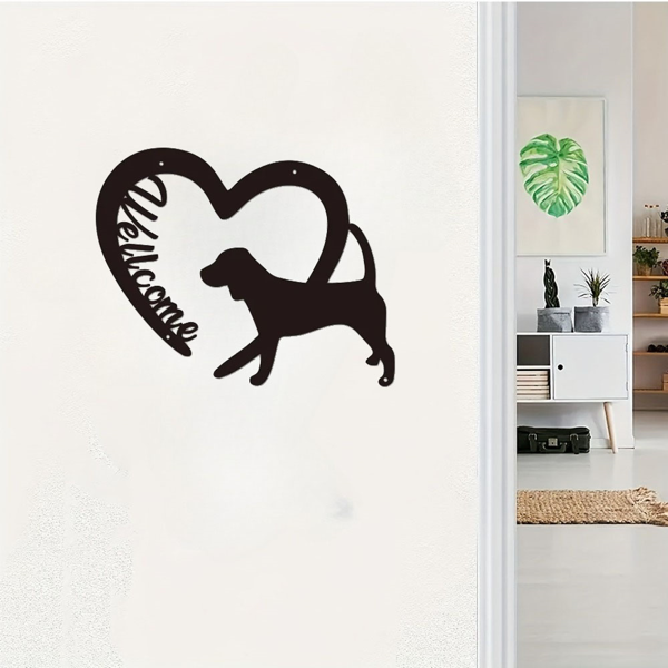 CIFbuy复古农庄铁艺心形狗图案欢迎门牌庭院花园装饰(TikTok、temu下自提)-7