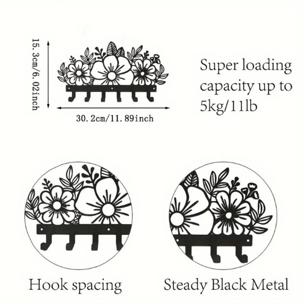 CIFbuy 金属烤漆花卉造型挂钩 创意花朵墙面收纳挂架 玄关钥匙挂饰（TikTok，temu 自提）-4