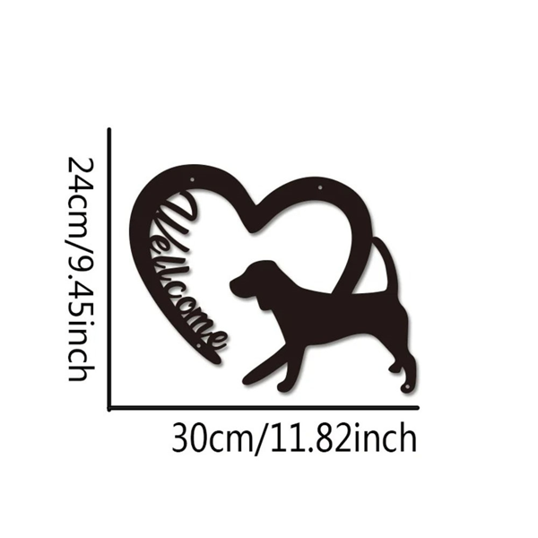 CIFbuy复古农庄铁艺心形狗图案欢迎门牌庭院花园装饰(TikTok、temu下自提)-5