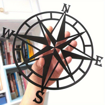 CIFbuy 金属烤漆航海罗盘玫瑰造型壁挂 复古风指南针墙面装饰（TikTok，temu 自提）
