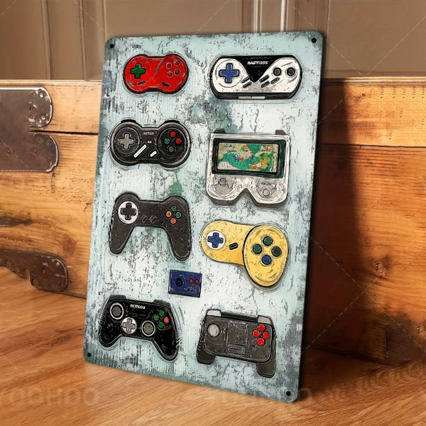 CIFbuy 复古游戏手柄铝制标牌游戏室家居墙面装饰玩家礼品（TikTok、temu pick-up service）-6