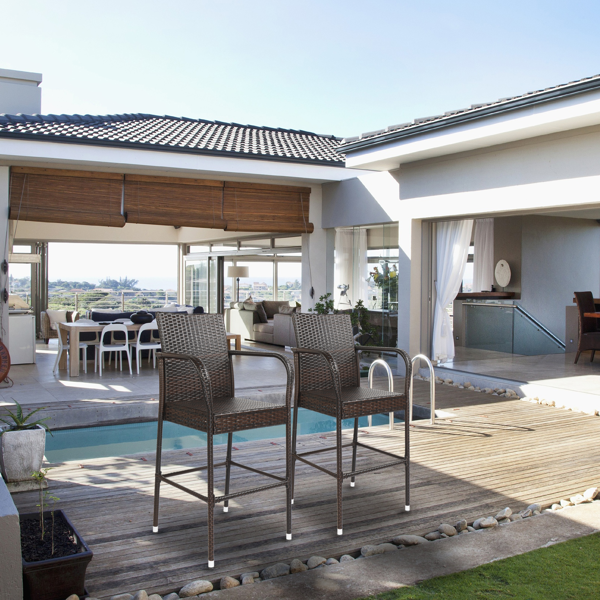 2pcs 棕色渐变 编藤吧椅-37