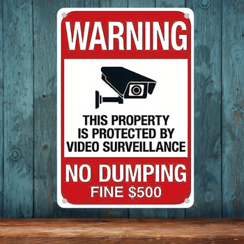 CIFbuy2D 铝制视频监控警示牌复古装饰挂牌（TikTok、temu 下自提）