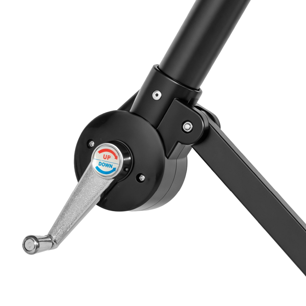 10FT  灰色 香蕉伞 圆形 太阳伞 涤纶布 6铁伞骨 铁直杆弯杆 带立柱脚筒 十字底座 带18灯珠-8