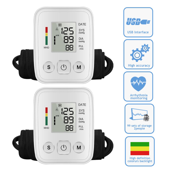 （2套）液晶数字显示自动血压监测仪上臂式血压心率机(物流仅支持发USPS，TK/TEMU仅自提)(各平台政策不同，链接已附相关资质，如无所需资质请勿上架)-3