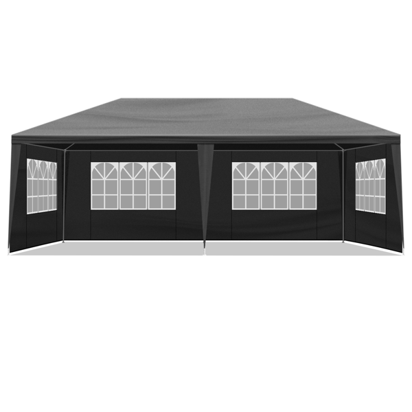 10X20ft 黑色 6围 仿折叠棚 2门4窗  PE布 喷塑铁管-6