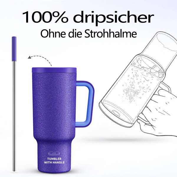 Thermobecher extra groß - Dichteschutz, doppelwandig isoliert für Warmes/Kaltes Mit komfortabler Grip - Ideal für Alltag, Outdoor & Reisen-4