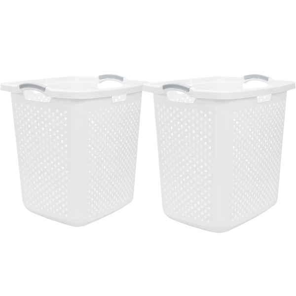 2.5布什尔XL灯塑料洗衣篮，白色，2件套（Walmart仓库发货）-1