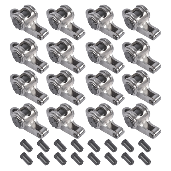摇臂 16Pcs 1.7 Ratio 7/16" Full Roller Stainless Steel Rocker Arm and Stud Set Fit for Chevy Big Block 396 402 427 454-4