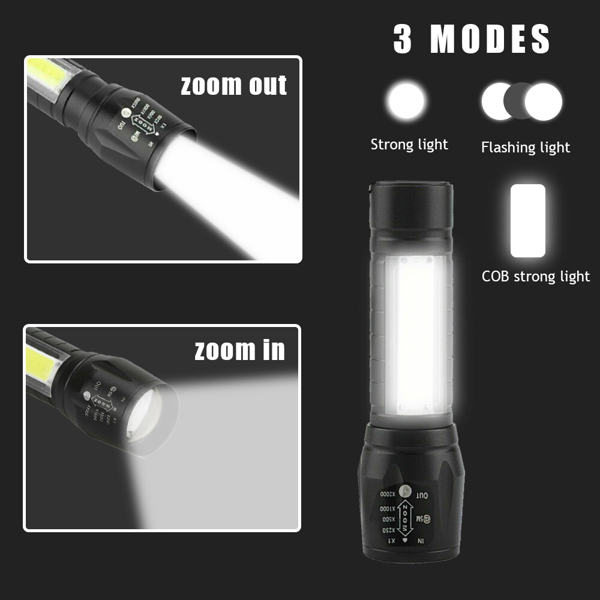 4个迷你可缩放LED手电筒USB充电适用于野营远足手电筒工作灯(物流仅支持发USPS，TK/TEMU仅自提)(各平台政策不同，链接已附相关资质，如无所需资质请勿上架)-2