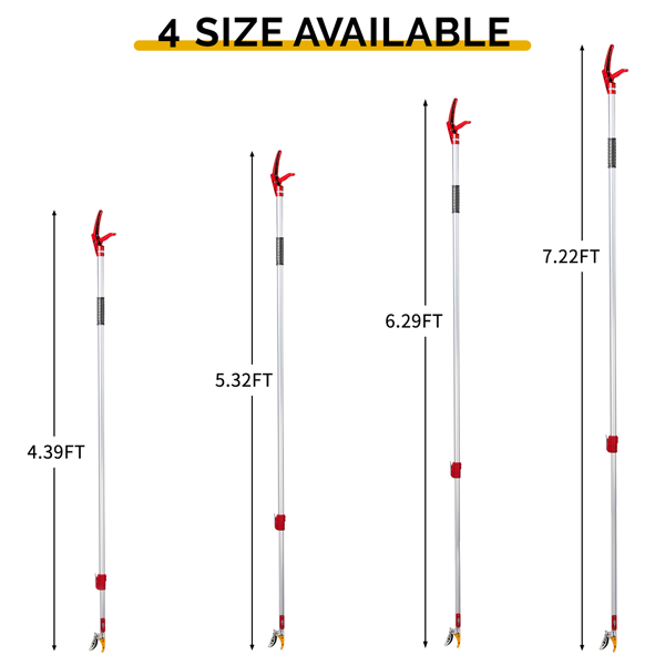 5.9-9.8FT 银+红 手动摘剪器 伸缩铝杆 铝杆+铁 杆式工具-2