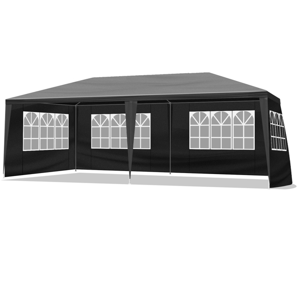 10X20ft 黑色 6围 仿折叠棚 2门4窗  PE布 喷塑铁管-7