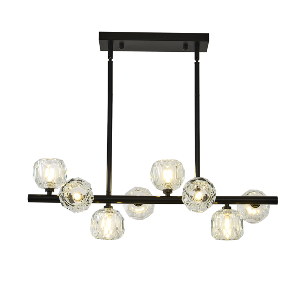 29.53" Modern Crystal Chandelier for Dining Room, 8-Light Black Pendant Lightsfor Kitchen Island Bedroom,Over Table,Living Room-1