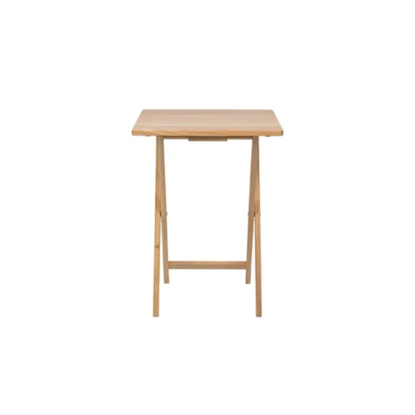 现代室内折叠托盘桌2套，天然饰面，实心橡胶木，19 x 14.5 x 26英寸（Walmart仓库发货）-2