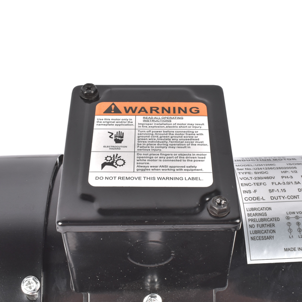 交流电机 New MA0505E AC Motor with Base, 1/2HP, 1725RPM, 3PH, 206-230V/460V, 56C/TEFC-10