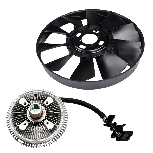 风扇离合器总成 Engine Cooling Fan Blade and Clutch Kit Fits for Buick Rainier Chevrolet Trailblazer GMC Envoy 2002-2009 Black-1