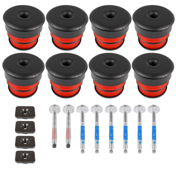 车身衬套套件 8X Silicone Body Mount Bushings and Cushion Bolts Kit Replacement for F-250 F-350 2008-2016 13848