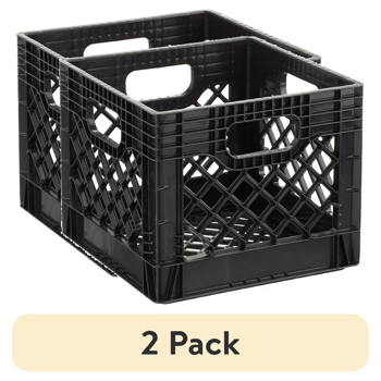 （2包）16QT黑色重型塑料牛奶盒，内置把手（Walmart仓库发货）